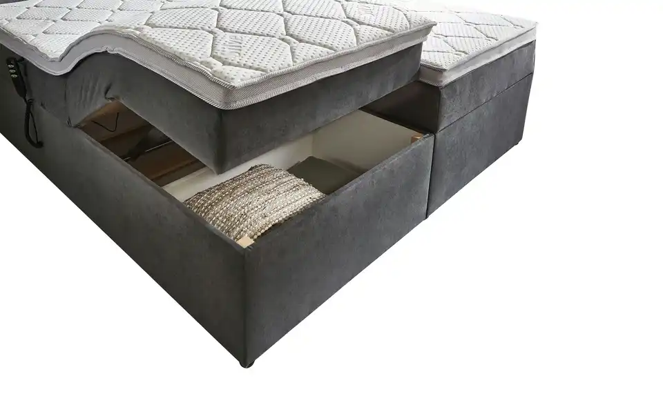 Boxbett elektrisch mit Stauraum Grau 180 cm