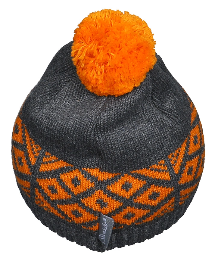 Strick-Mütze mit Muster in anthrazit/orange