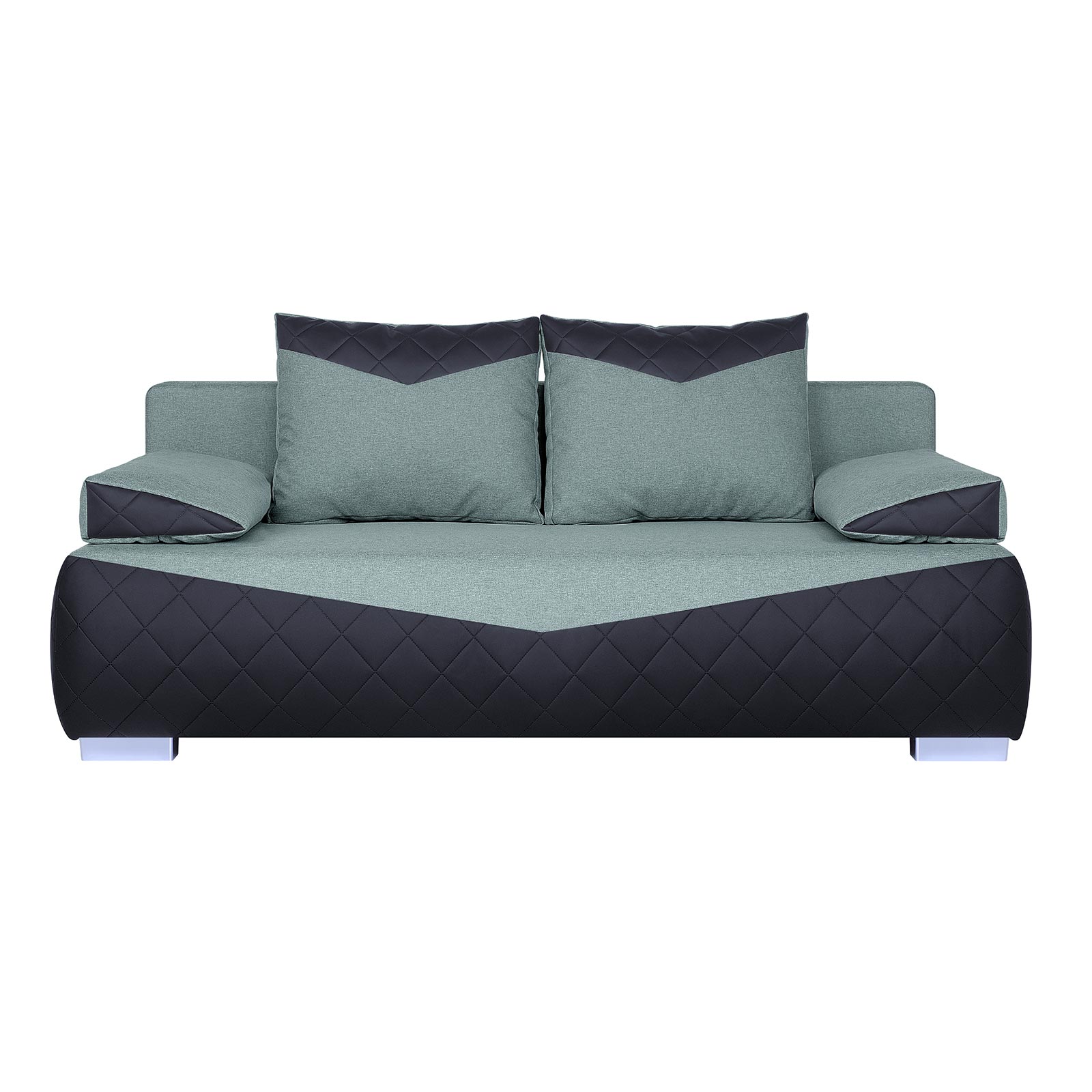 Boxspringsofa - schwarz-mint - Karosteppung - Dauerschläfer