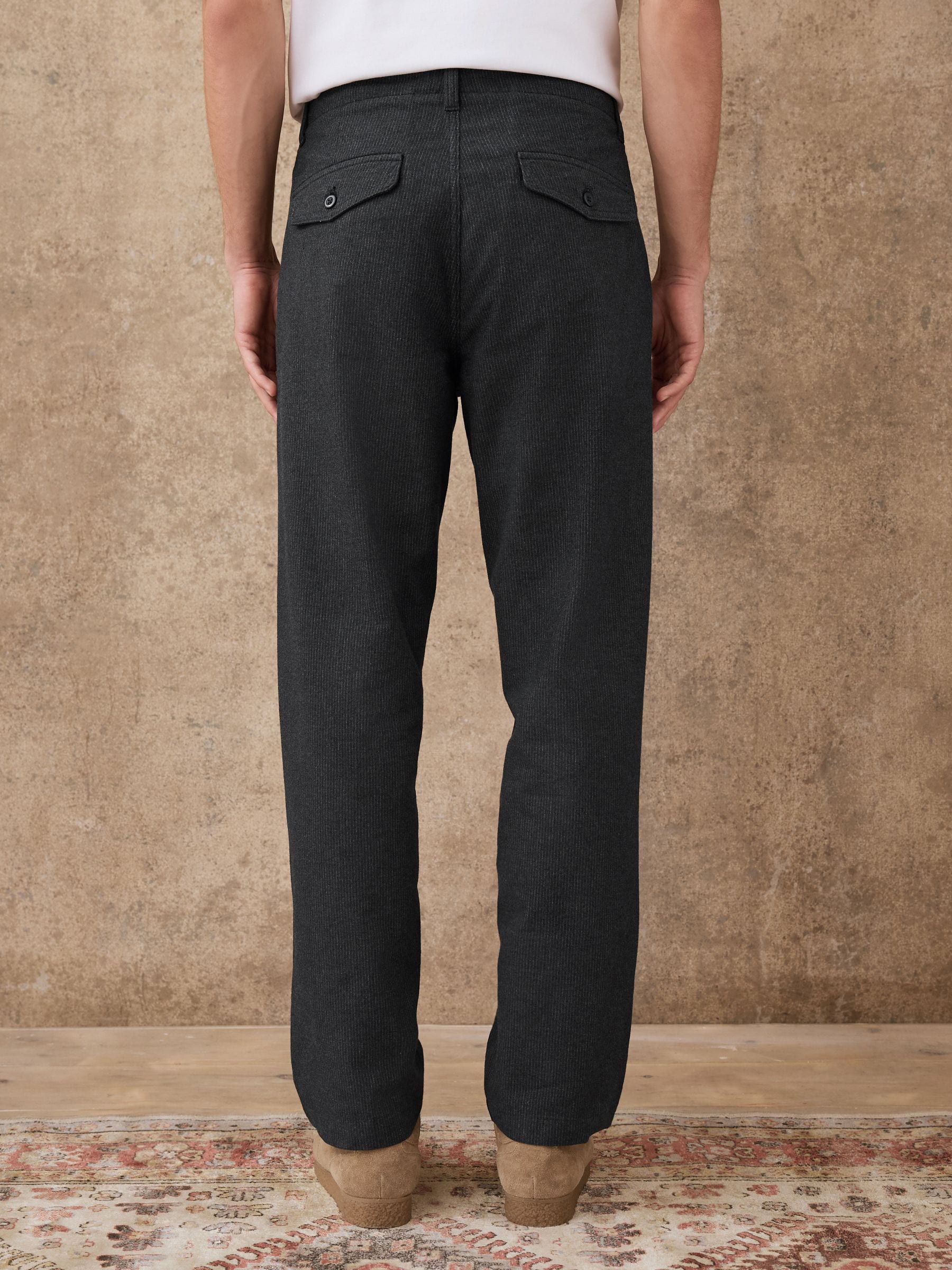 Antraciet - Cotton Rich Striped Trousers