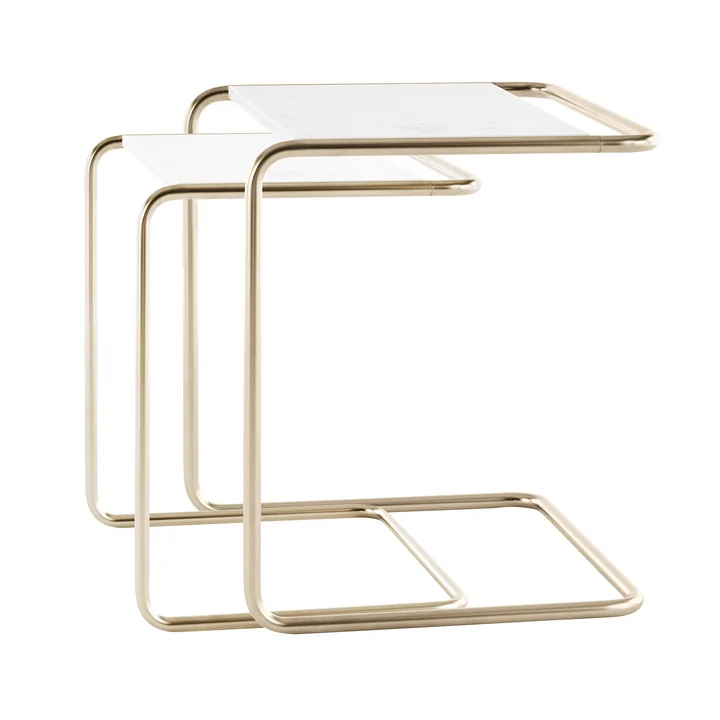 Thonet - JS. THONET a personal Interpretation by Jil SanderB 97 Nordic Satztisch-Set, Nickelsilver / Marmor glacier (2er-Set)