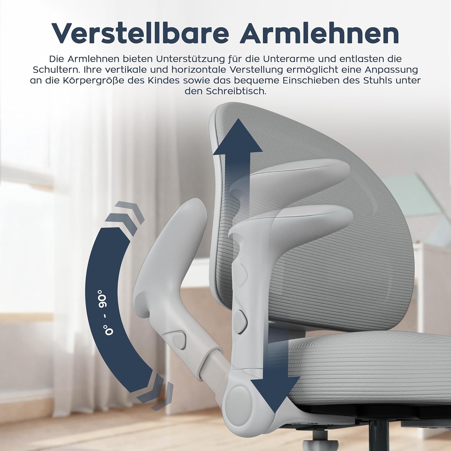 MARK ADLER Junior 5.0 ergonomischer Schreibtischstuhl Kinder – Mitwachsender Kinder Schreibtischstuhl – Mit Fußstütze – Höhenverstellbar – Für gesundes Sitzen – Kinder ab 6 Jahren – Grau