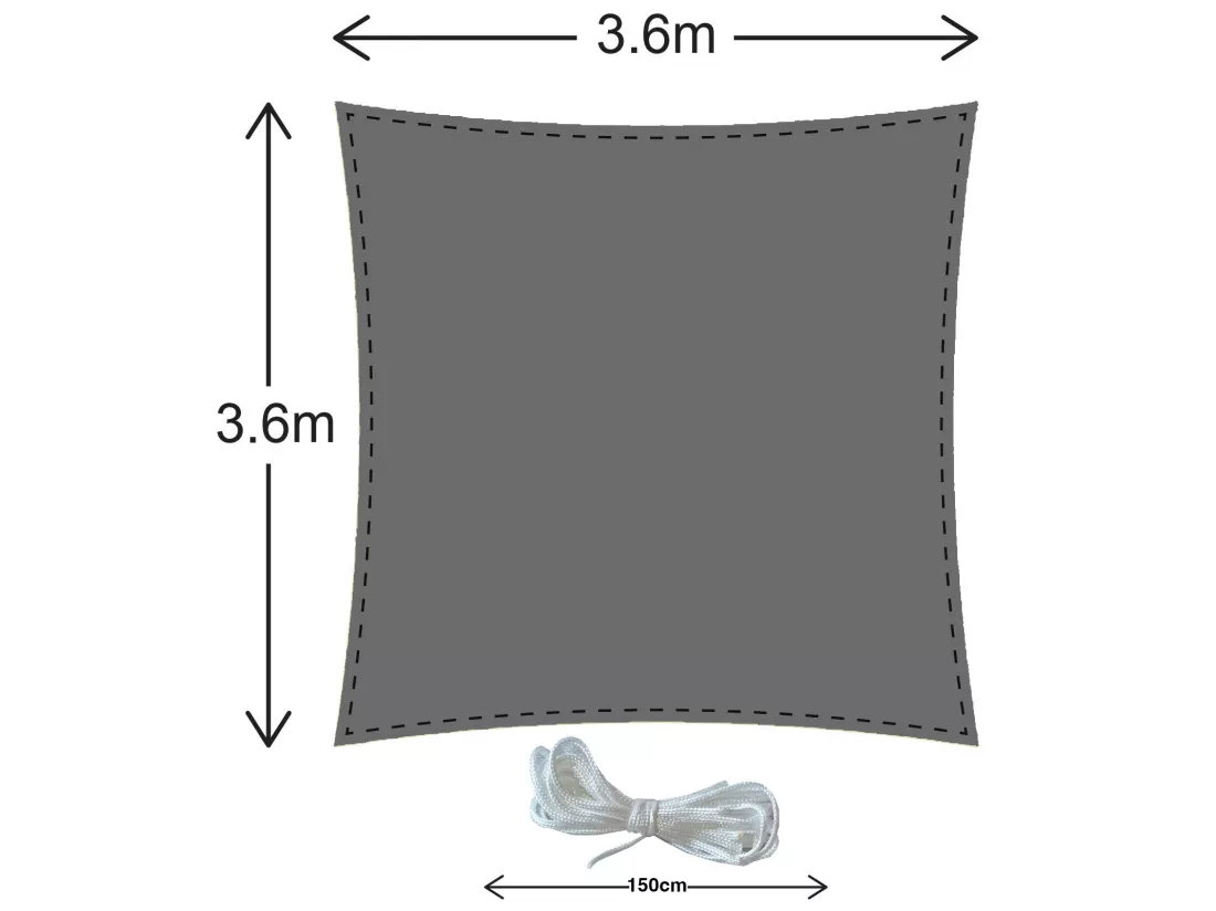Toile Solaire Voile Gris Foncé Polyéthylène Carré 3.6x3.6