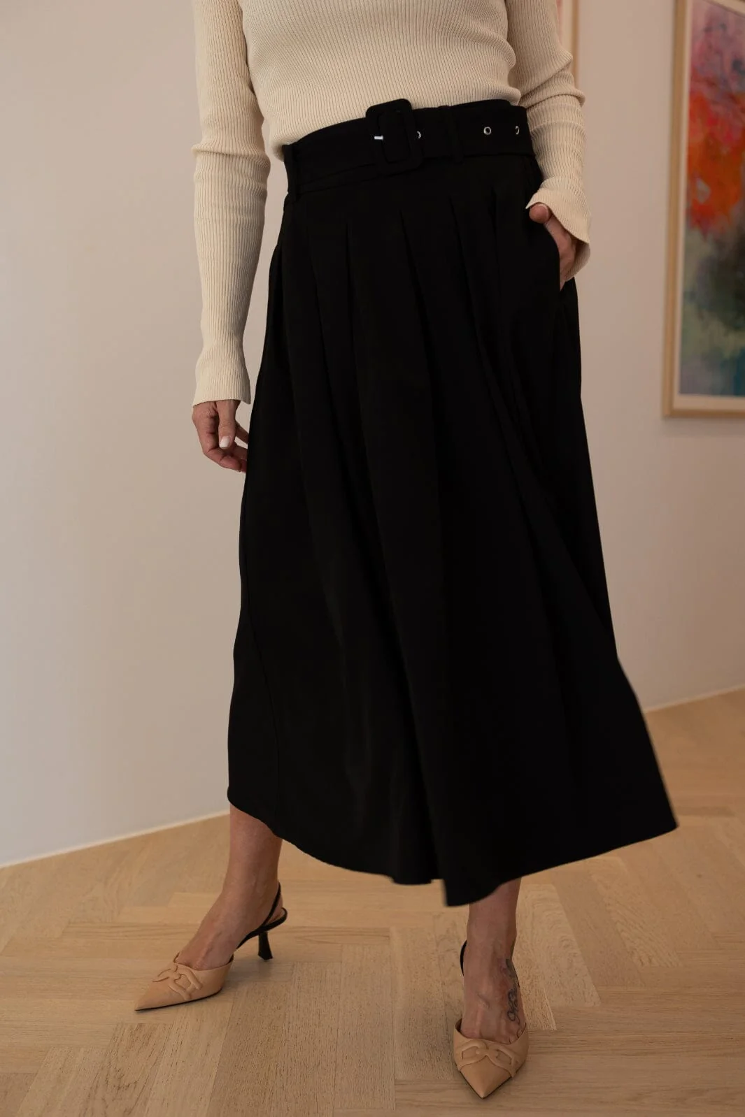 Valentin Studio Pleated Skirt black