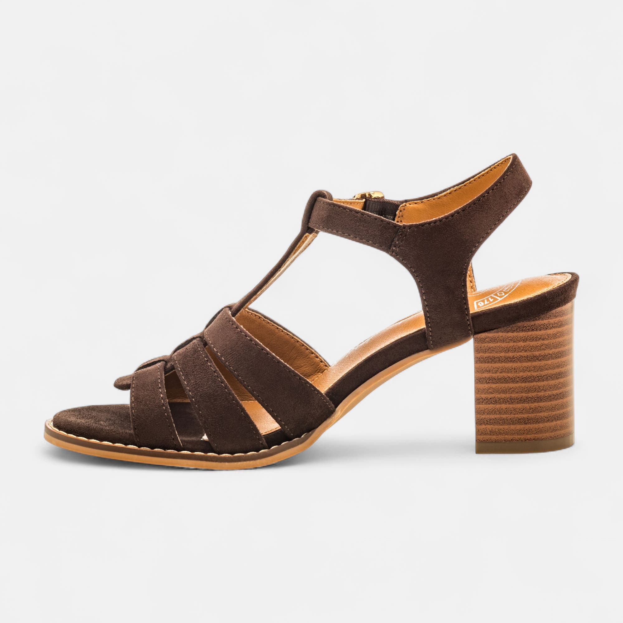 Nu-pieds à talon compensé Femme marron