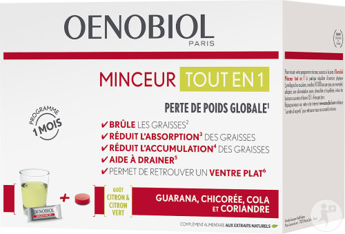 Oenobiol Minceur Tout En 1 Perte De Poids Globale Gout Citron 30 Sticks + 60 Comprimés