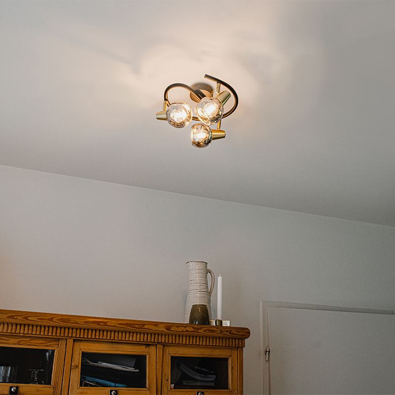 Plafondlamp zwart 44,5 cm met smoke glas 3-lichts - Vidro
