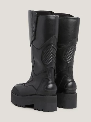 Botas de couro longas para motociclista
