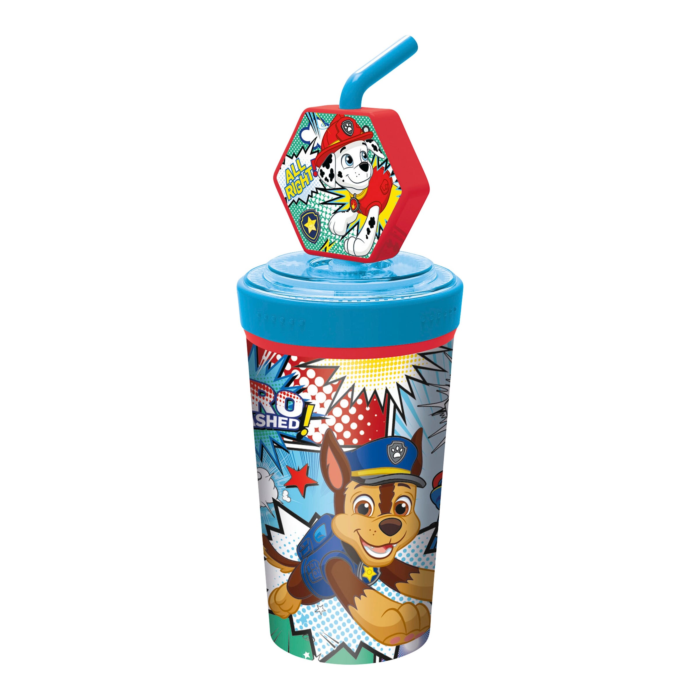 P:OS - PAW PATROL Trinkbecher mit Strohhalm und 3D-Figur, 475 ml bunt