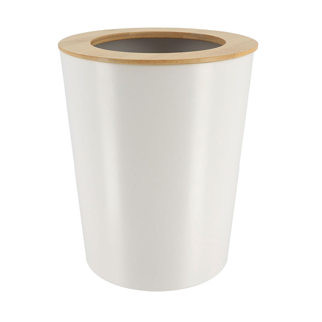 Poubelle métal évasée blanc bambou 5L