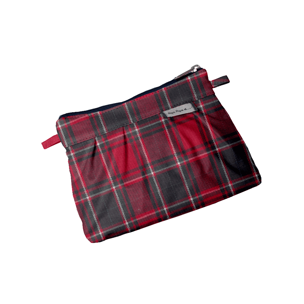 Mini Pochette Plissée Tartan Rouge