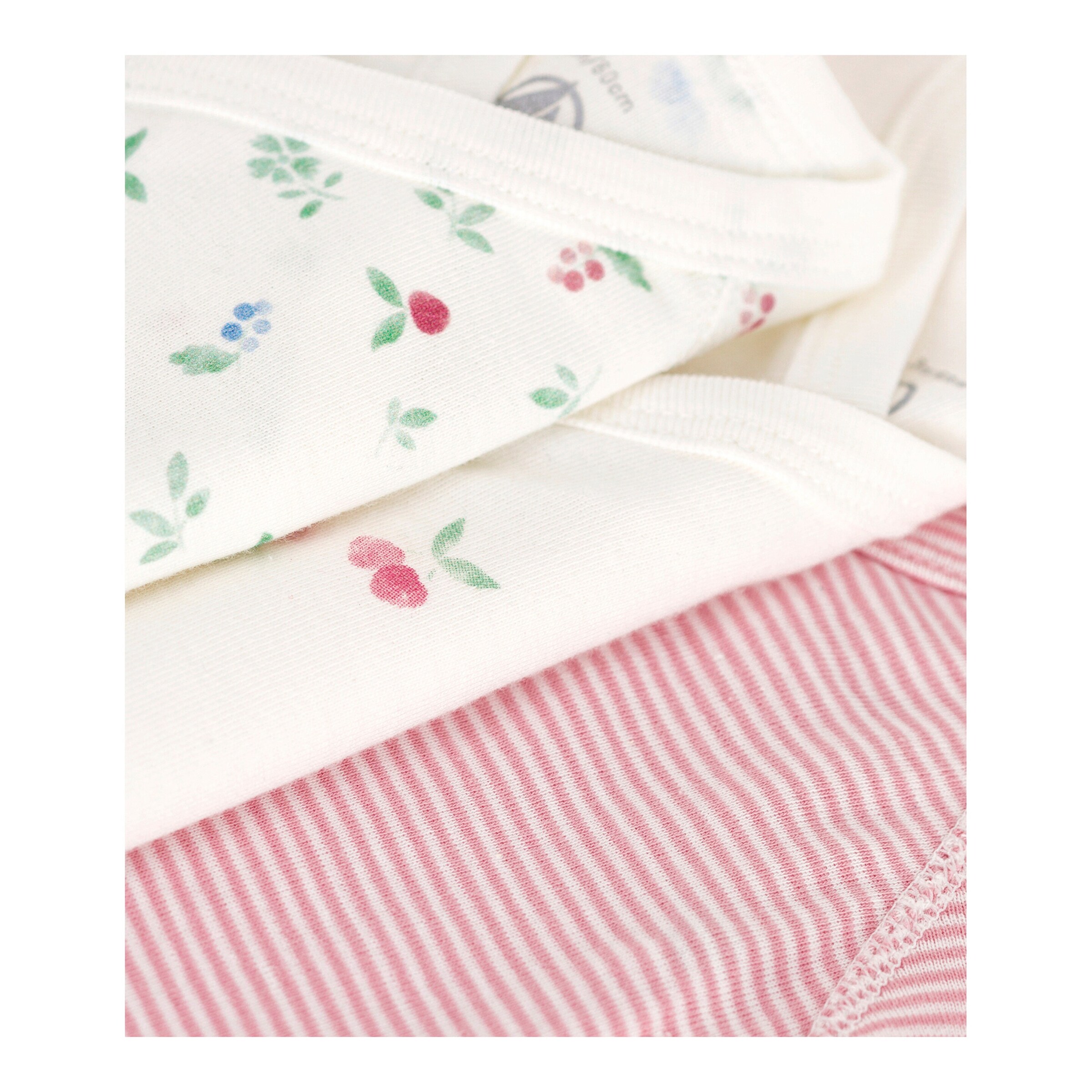 Petit Bateau 3er-Pack Wickelbodys kurzarm Kirschen Ringel weiß/bunt