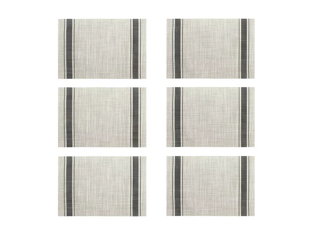 Novastyl - Lot 6 Sets De Table Tisse 45x30cm En Pvc Noir Et Beige