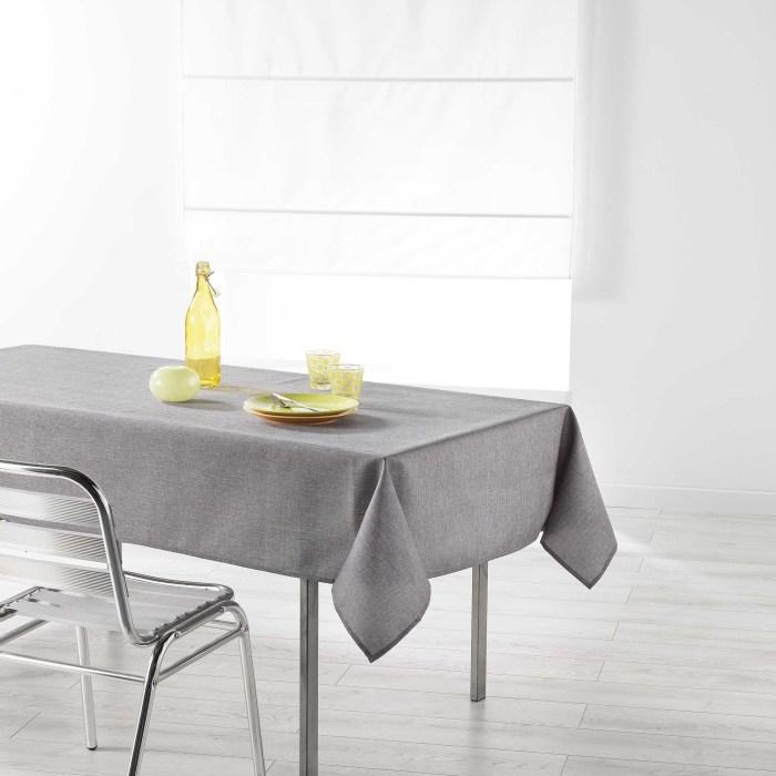 NAPPE RECTANGLE 140X250 CM CHAMBRAY UNI ENDUIT NEWTON GRIS