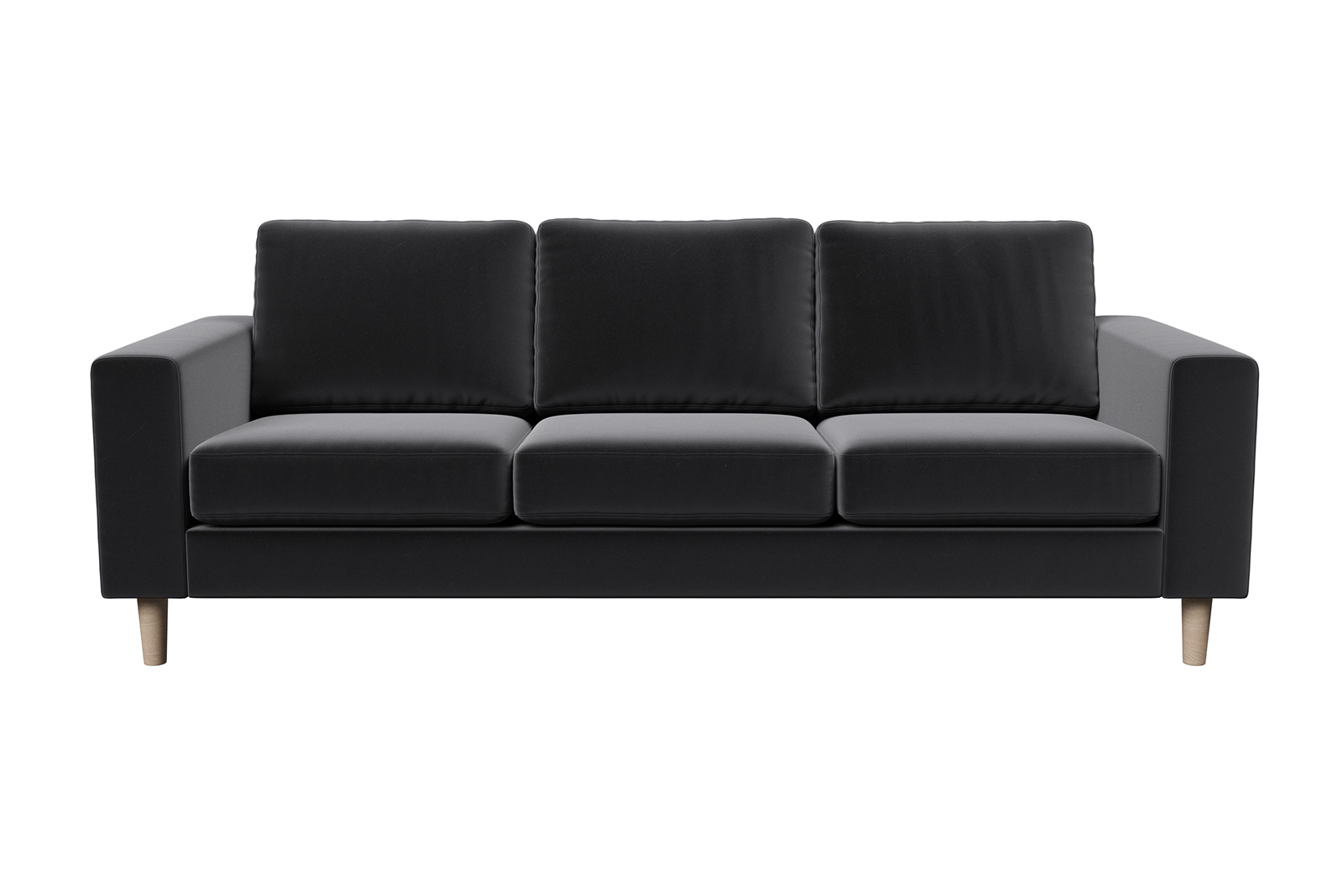 Hedda 3-seter 3-seter i tekstil Velvet Black med arm F 18 cm og ben nr 1 i hvitoljet eik