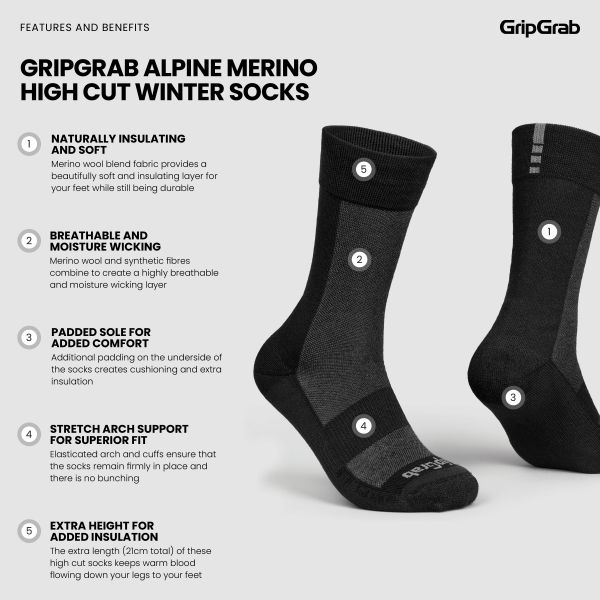 GripGrab High Winter Sock Cykelstrømpe, Black