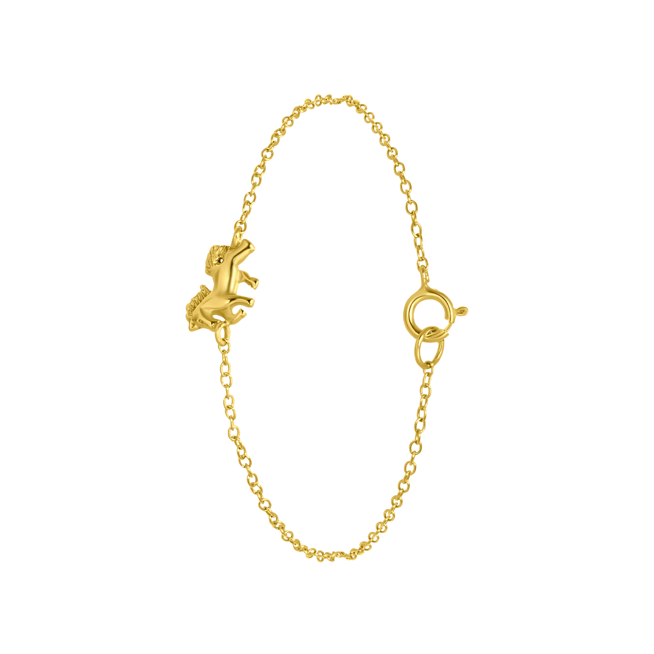 Zilveren goldplated kinderarmband hanger paard