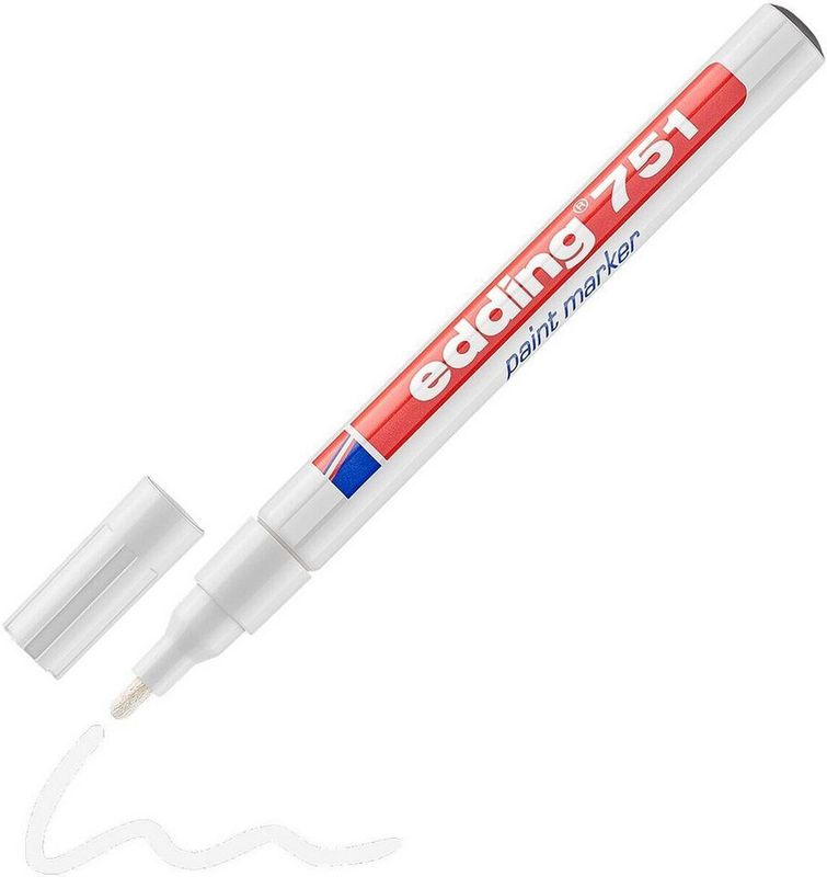 Edding - 751 - Viltstift - Wit - Permanente Inkt - Ronde Punt 1-2mm