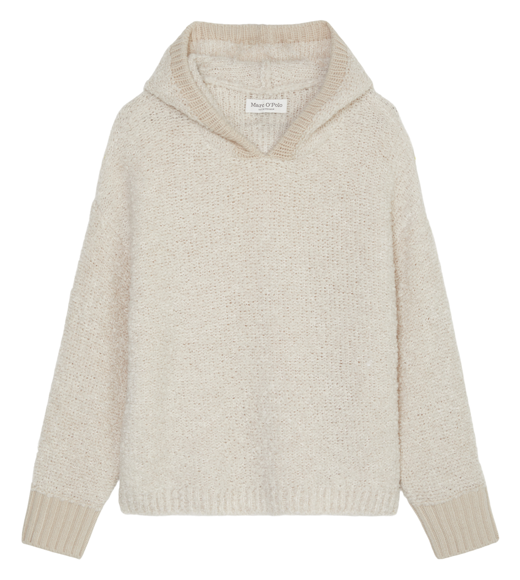 Pull à capuche en laine vierge mélangée | Beige