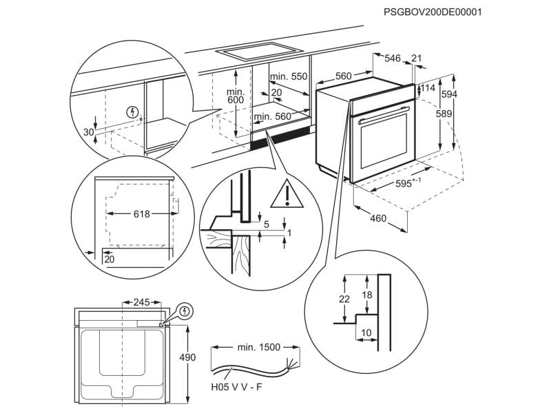 Electrolux Einbaubackofen EB6PL70KCN Chrom A Backofen für den Einbau