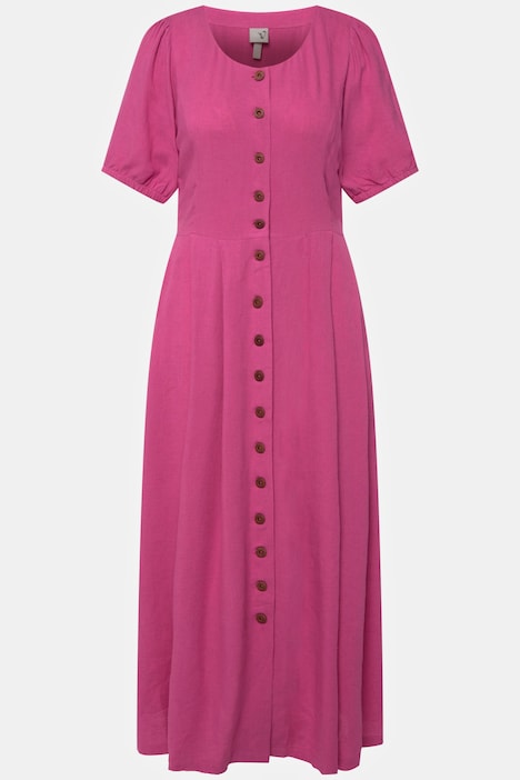 Landhauskleid, Leinenmix, Rundhals, Halbarm