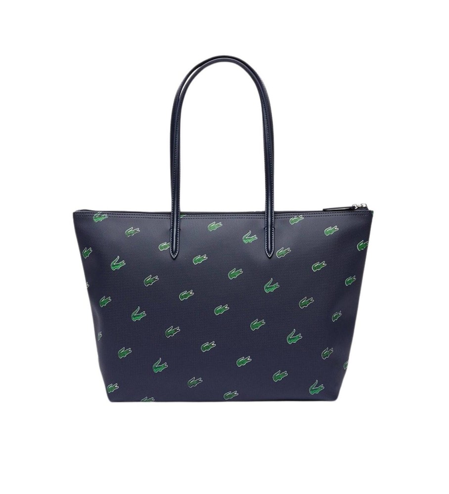 Bolsa de compras Lacoste Holiday com zíper tamanho XL, azul marinho.