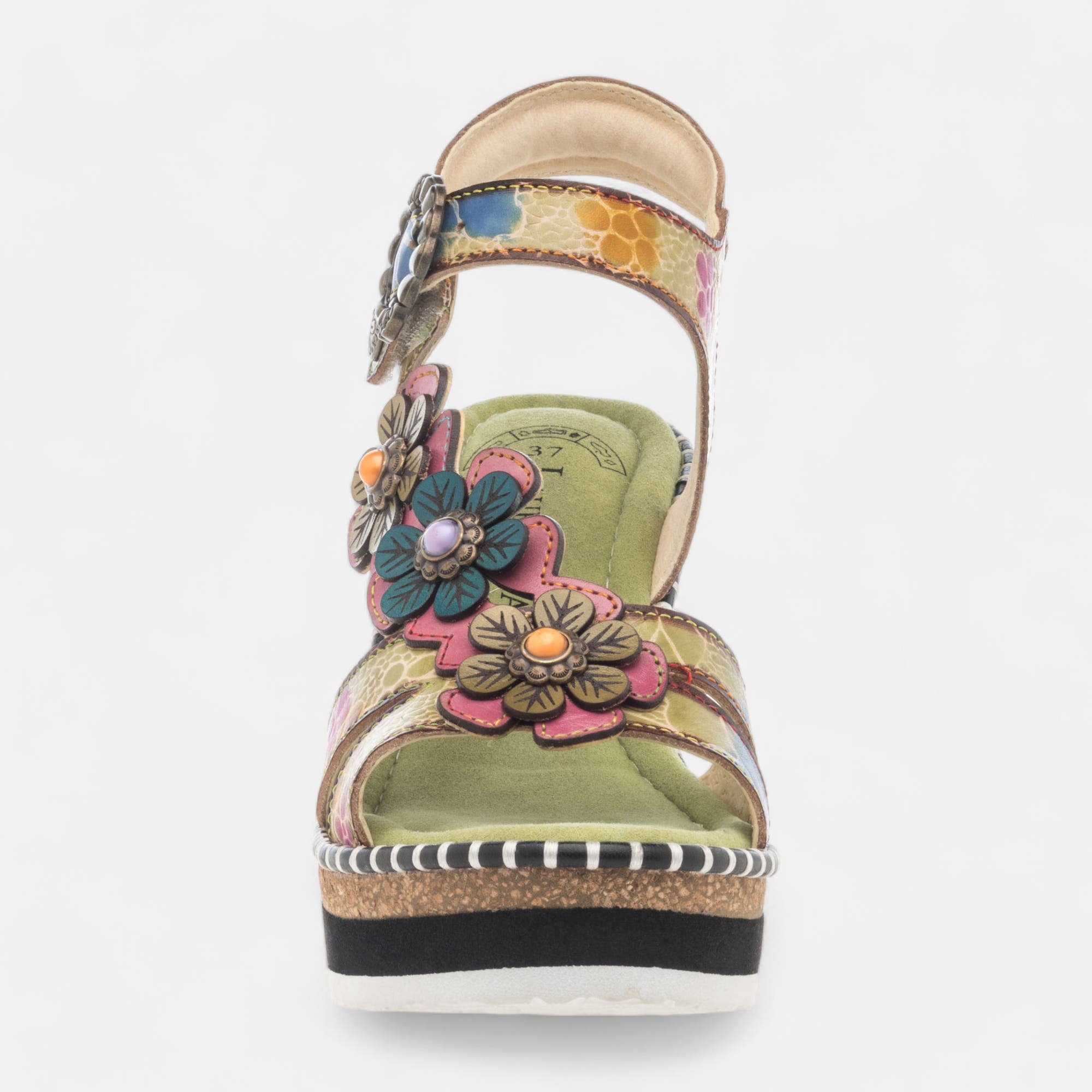 Nu-pieds à talon Femme en cuir vert