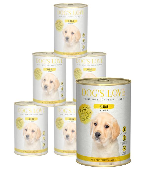 DOG'S LOVE Nassfutter für Hunde Junior, 6 x