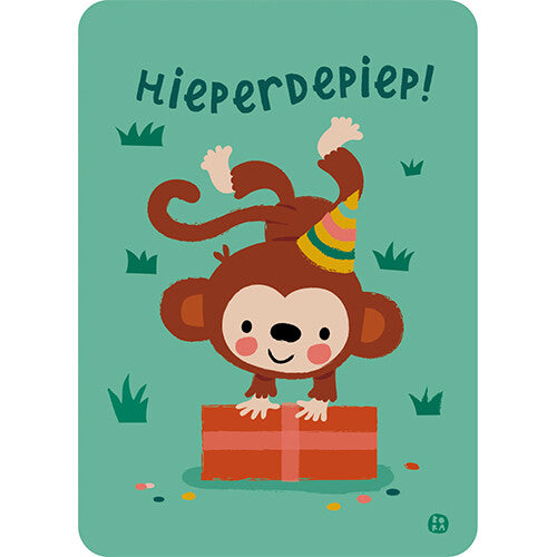 By bora verjaardagskaart jungle - aap