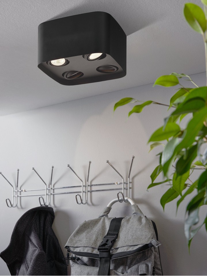 EGLO - Caminales-Z loftlampe sort 24x24 - RGB + TW - Zigbee, Bluetooth