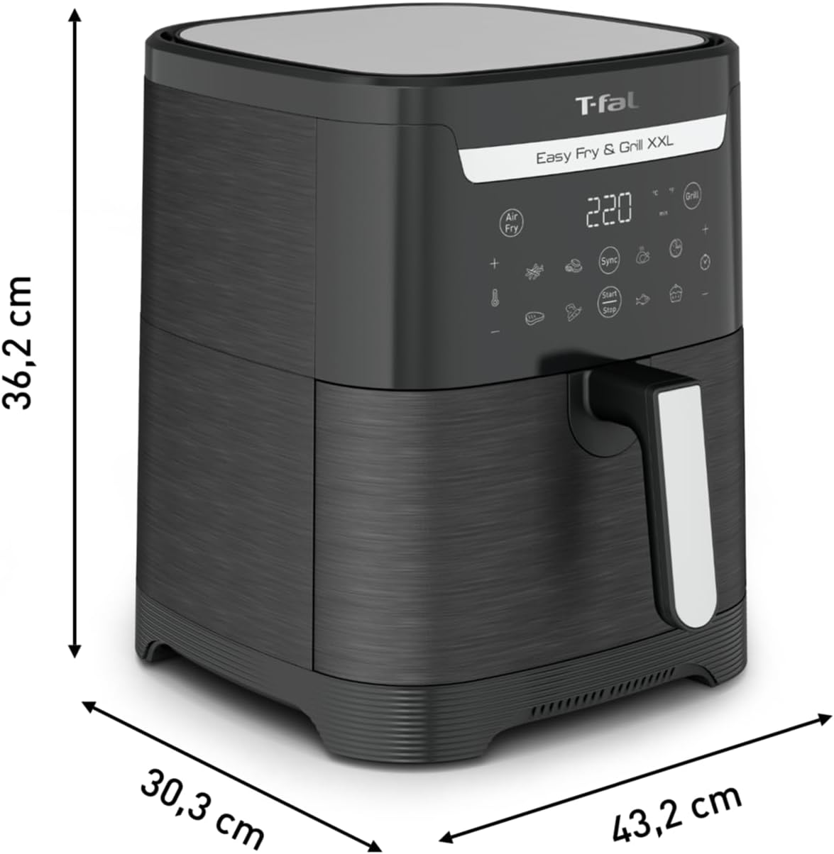 Tefal Easy Fry & Grill XXL Heißluftfritteuse 6,5 L – Airfryer mit Flexcook-Trennwand (XXL oder geteilt), 8 Programme, 80–220 °C, Druckguss-Grillplatte, fettarm frittieren, spülmaschinenfest EY8018