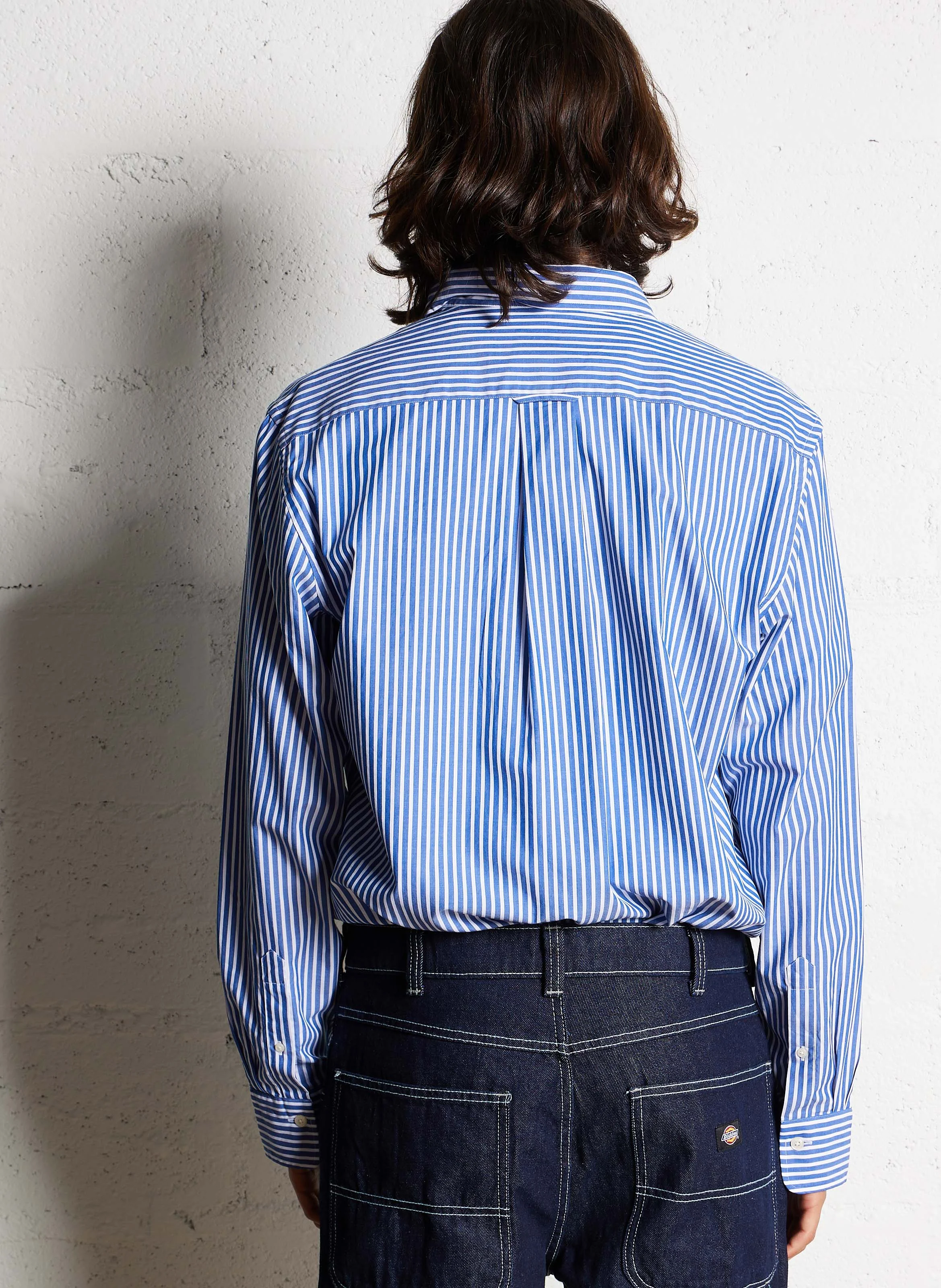 Chemise regular rayée en coton| Bleu