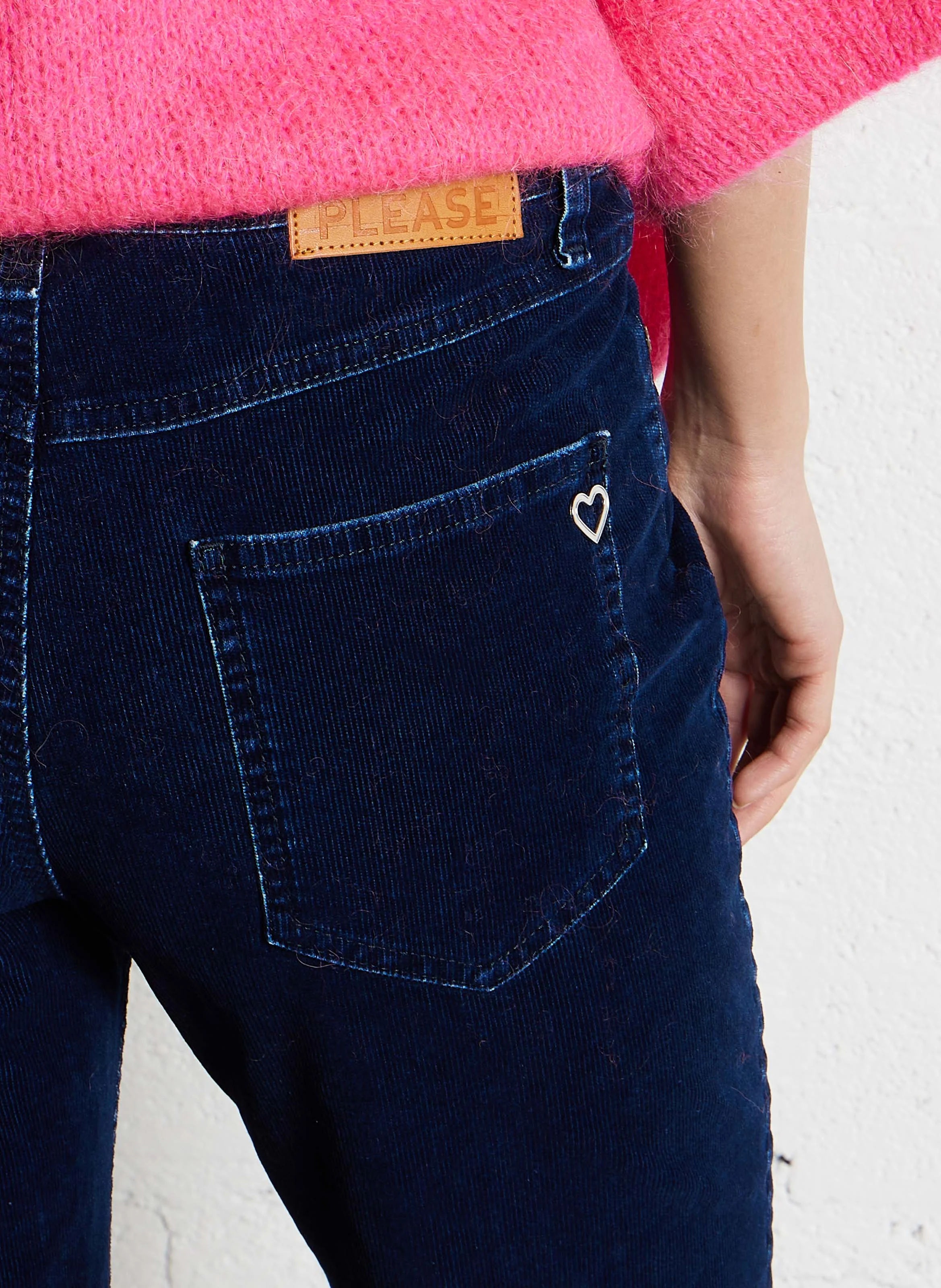 Pantalon droit en coton mélangé | Bleu