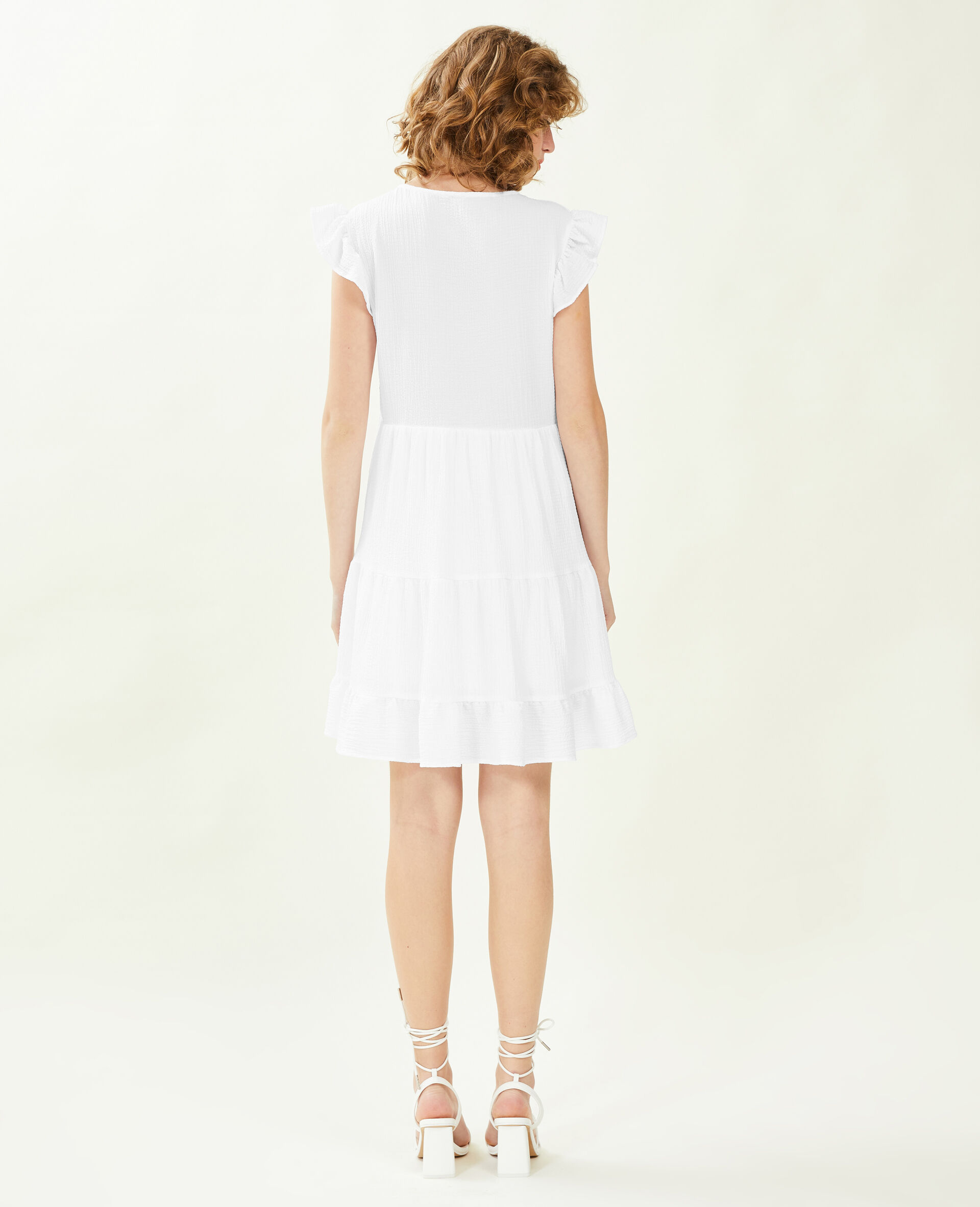 Robe courte tissu gaufré - Blanc