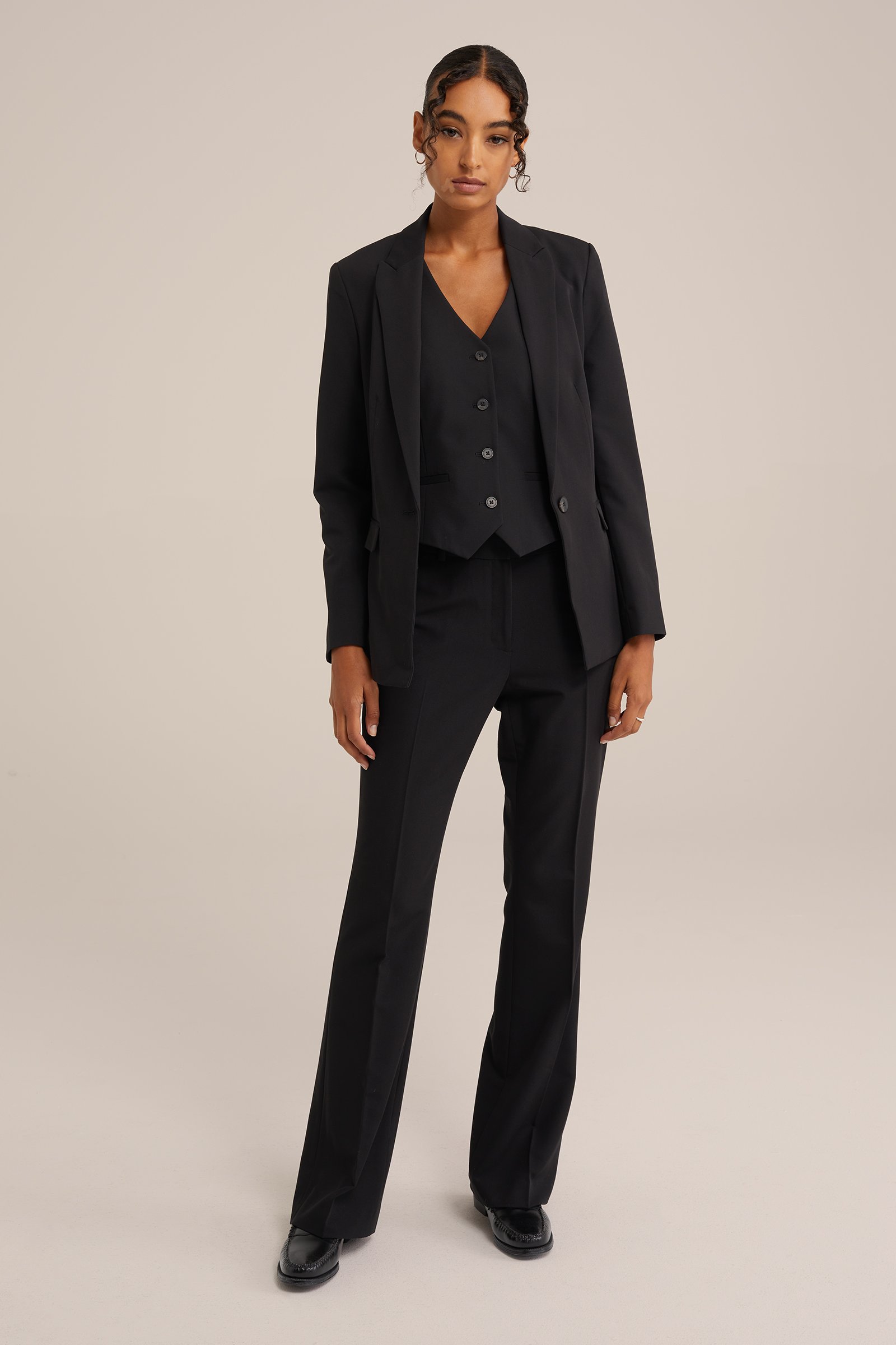 tall fit flared pantalon WE Fashion Zwart