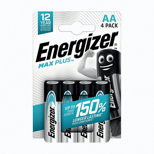 Piles Alcalines Energizer Max Plus LR06 AA, lot de 4