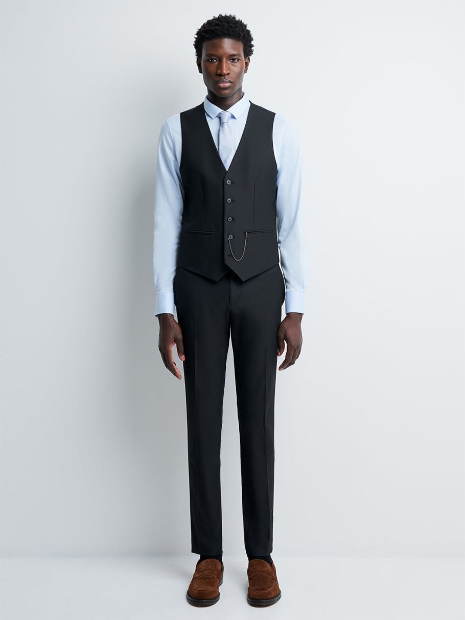 Gilet coordonnable en poly-viscose uni