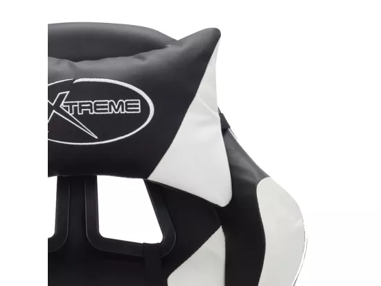 Fauteuil de jeux vidéo avec LED RVB Blanc et noir Similicuir