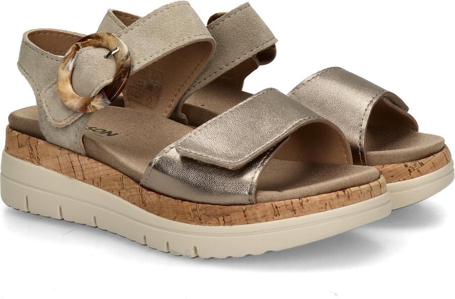 Nelson Flex suède sandalen met sleehak beige