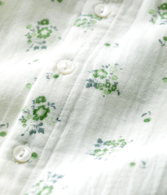 Combinaison longue imprimé fleuri en gaze de coton bio bébé