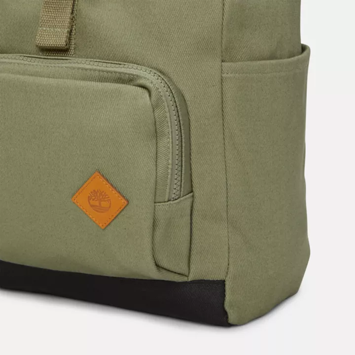 Sac à dos en toile et cuir pour femme en vert