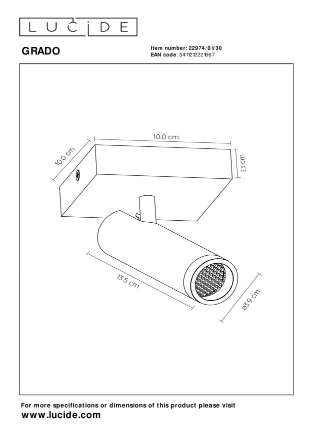Lucide GRADO Plafondspot - Zwart