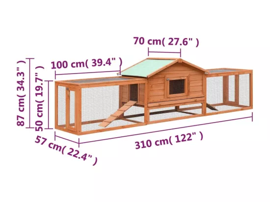Clapier Pin massif et sapin 310x70x87 cm