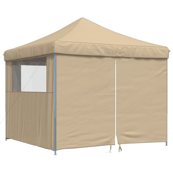vidaXL Sammenleggbart partytelt pop-up med 4 sidevegger beige