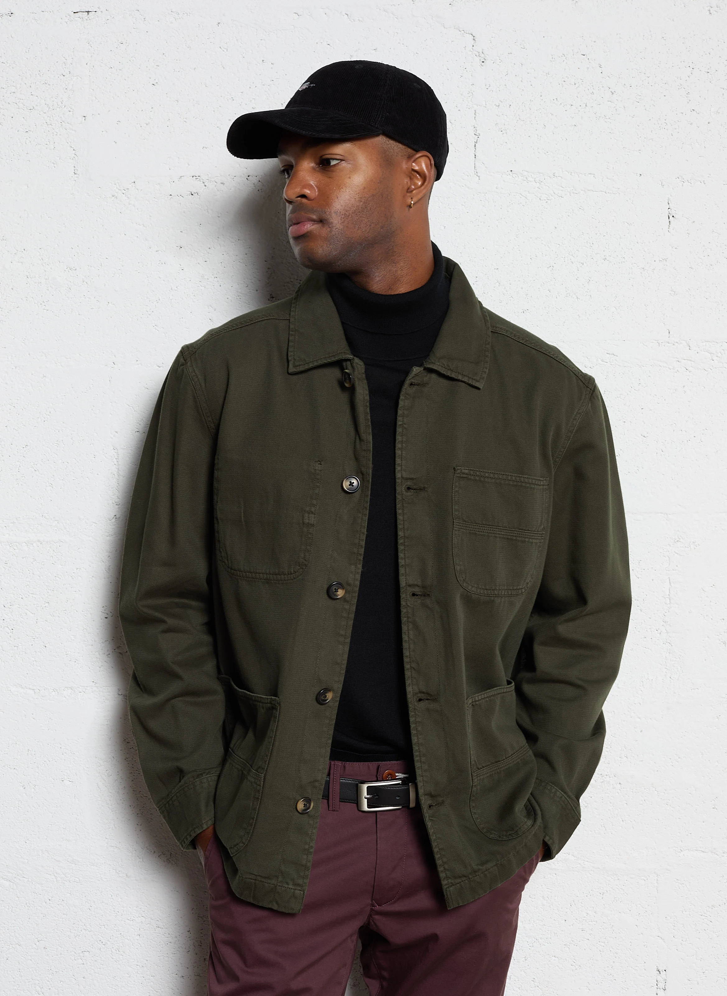 Surchemise droite col classique en coton | Vert