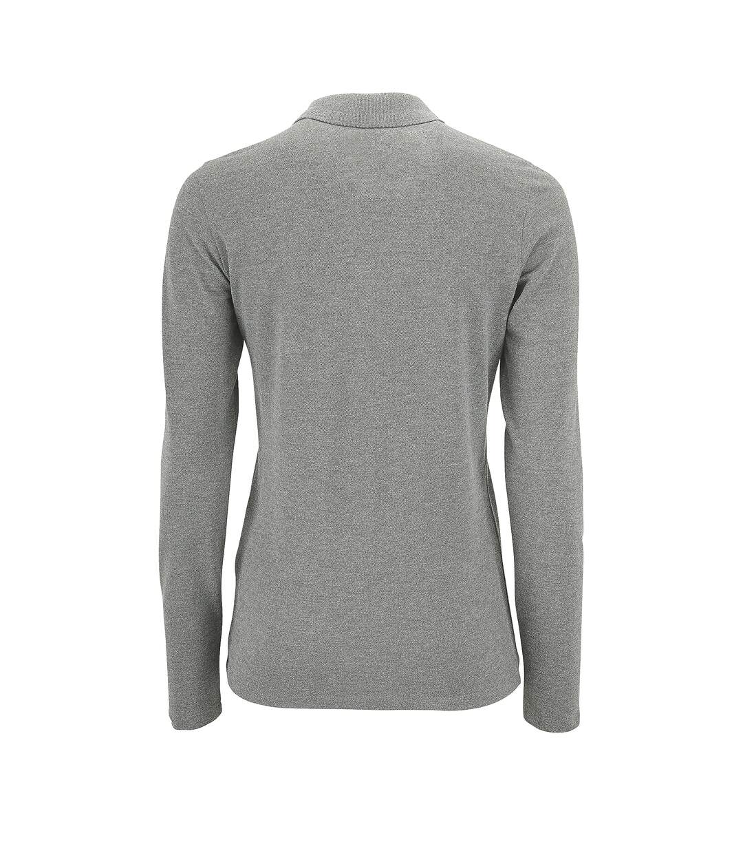 SOLS - Polo manches longues PERFECT - Femme (Gris chiné) - UTPC2908