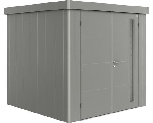 Biohort Neo 2B tuinhuis met dubbele deuren, 236 x 236 cm, kwartsgrijs metallic