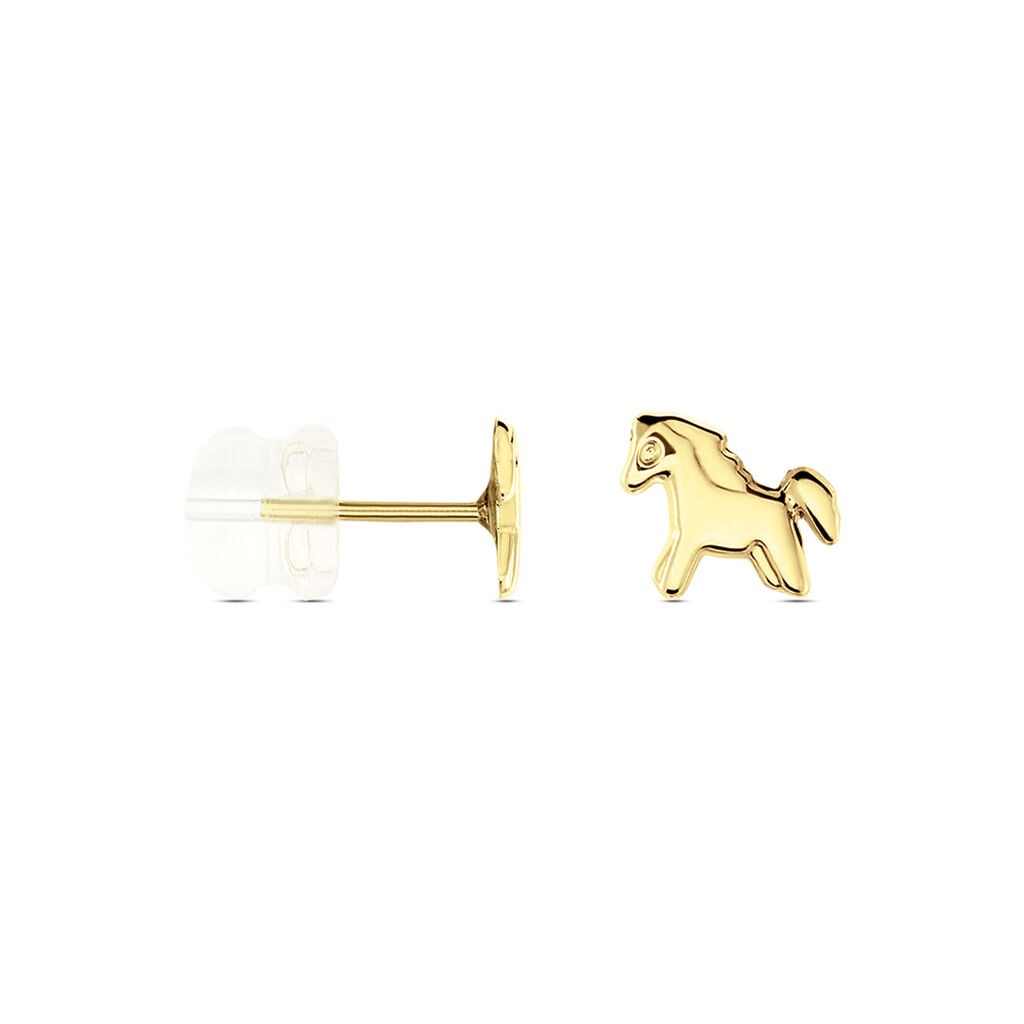 Boucles D'oreilles Puces Freyia Cheval Or Jaune