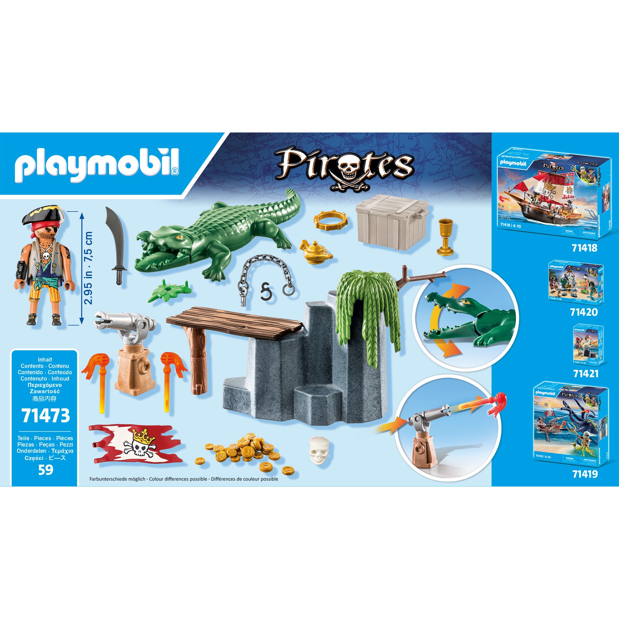 PLAYMOBIL Konstruktionsspielzeug Pirates Starter Pack Pirat mit Alligator