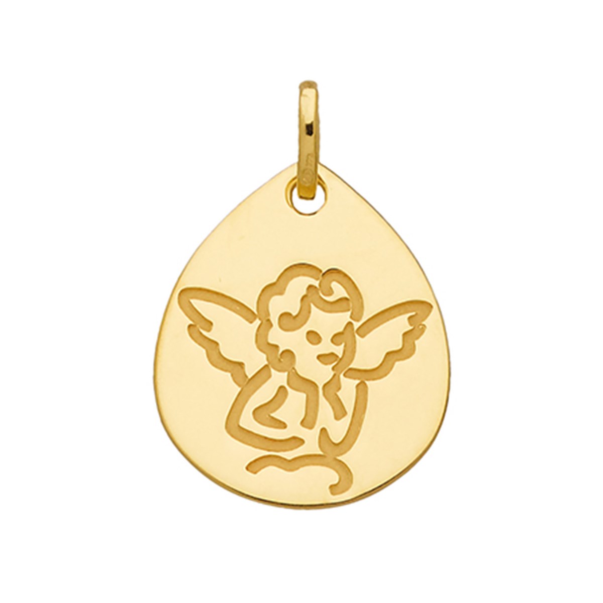Médaille chérubin or jaune 9 carats goutte